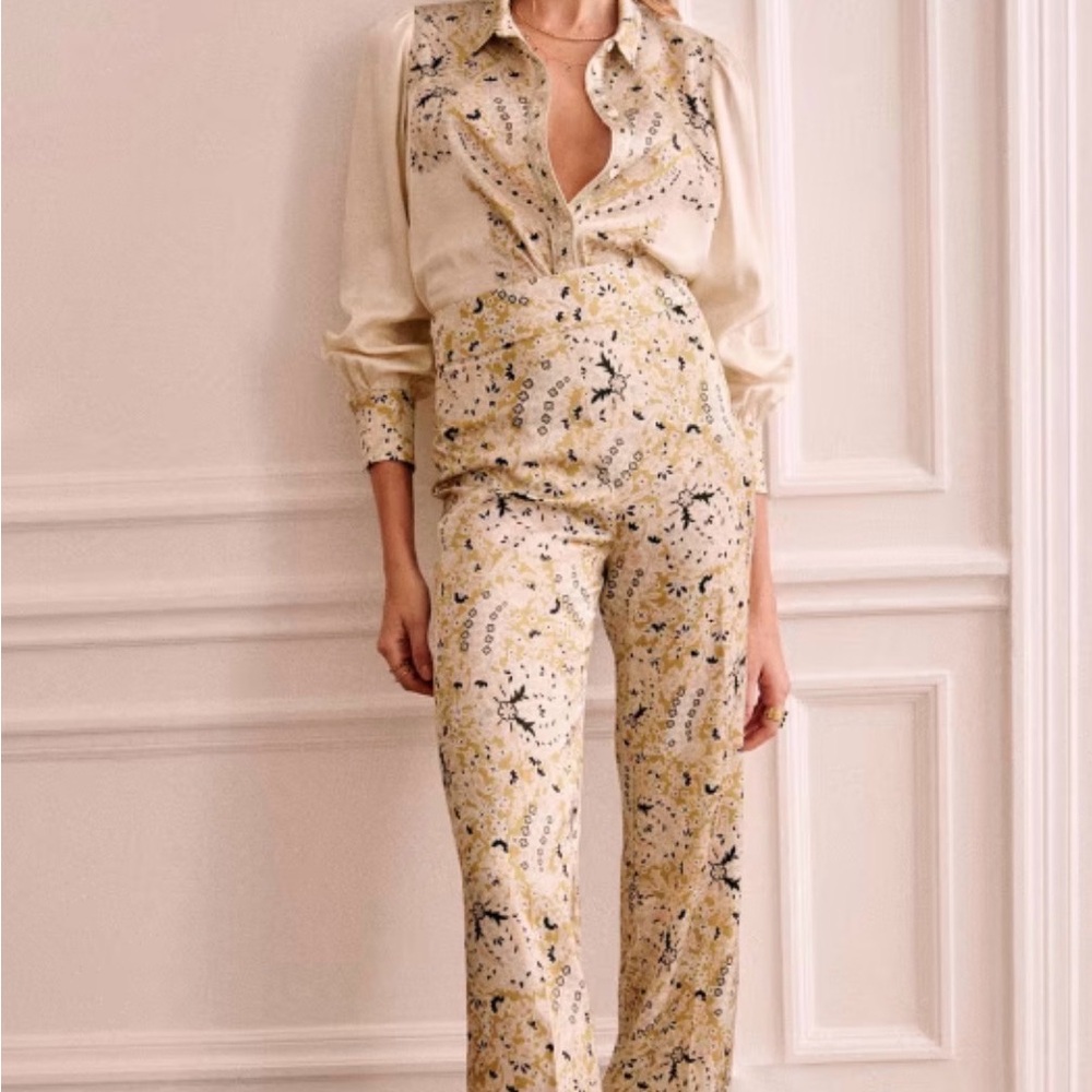 Sezane Cream Blouse and Trousers SET